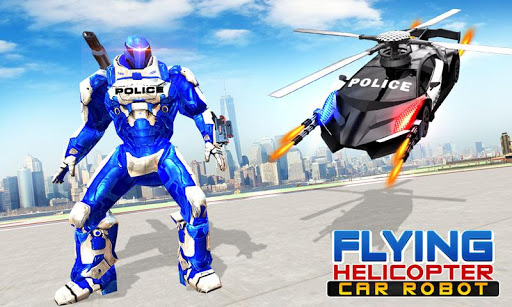 بازی اندروید پرواز هلیکوپتر پلیس - تغییر ربات - Flying Police Helicopter Car Transform Robot Games