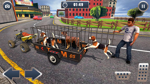 بازی اندروید موتور سواری - بازی های سگ - ATV Bike Dog Transporter Cart Driving: Dog Games