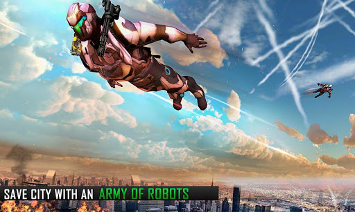 بازی اندروید پرواز ربات - نجات شهر بزرگ - Flying Robot Grand City Rescue