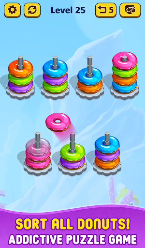 بازی اندروید مرتب سازی رنگ دونات حلقه - Donut Hoop Stack 3d Color Sort